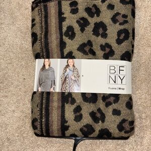 Animal Print Ruana Wrap - Brown and Black